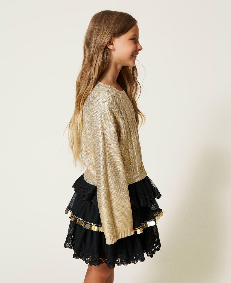 Laminated cable knit jumper