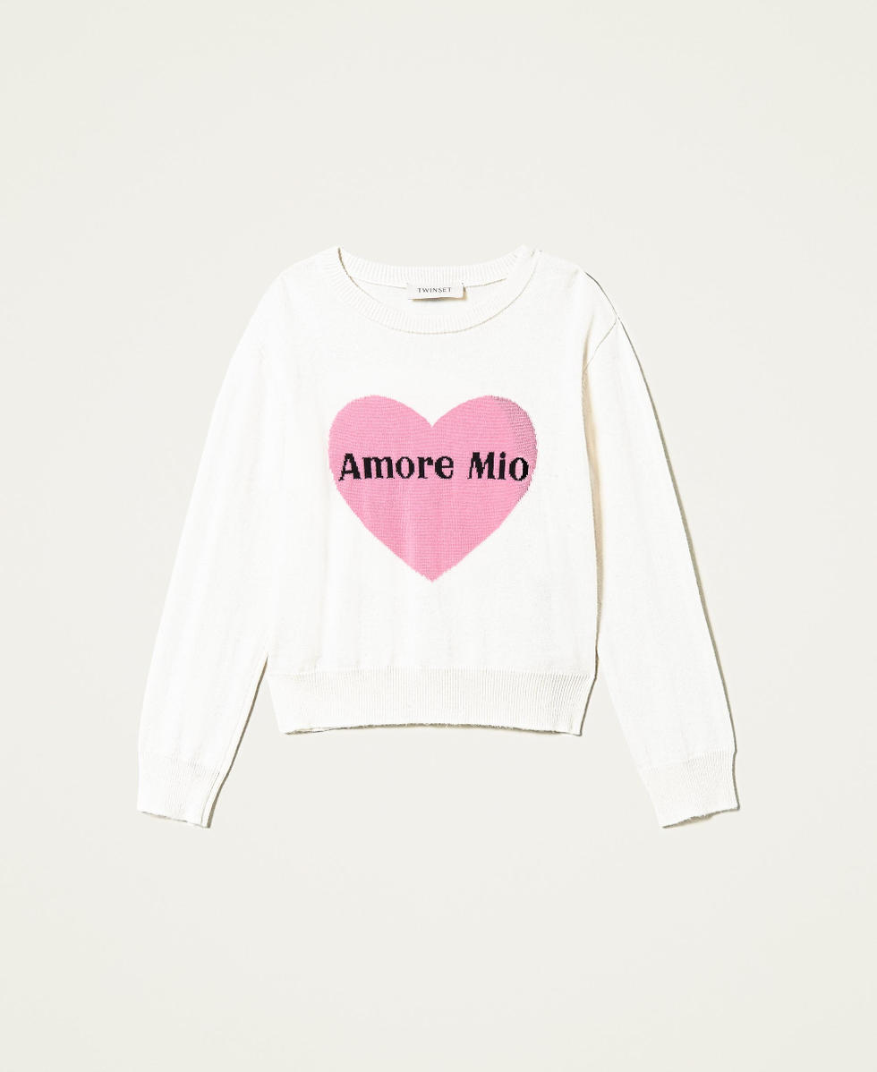 Maglia con intarsio a cuore Bambina Bianco TWINSET Milano