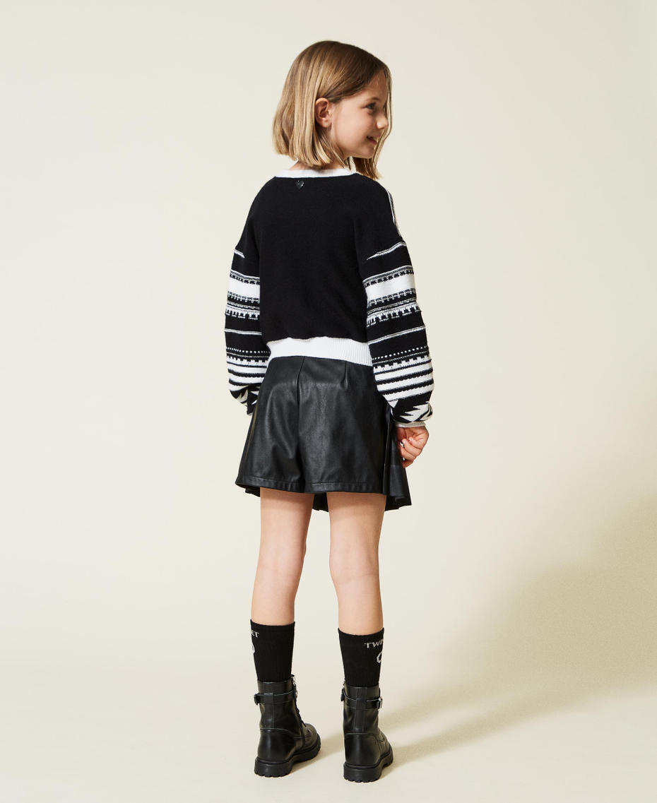 Jacquard regular jumper with mixed stitches