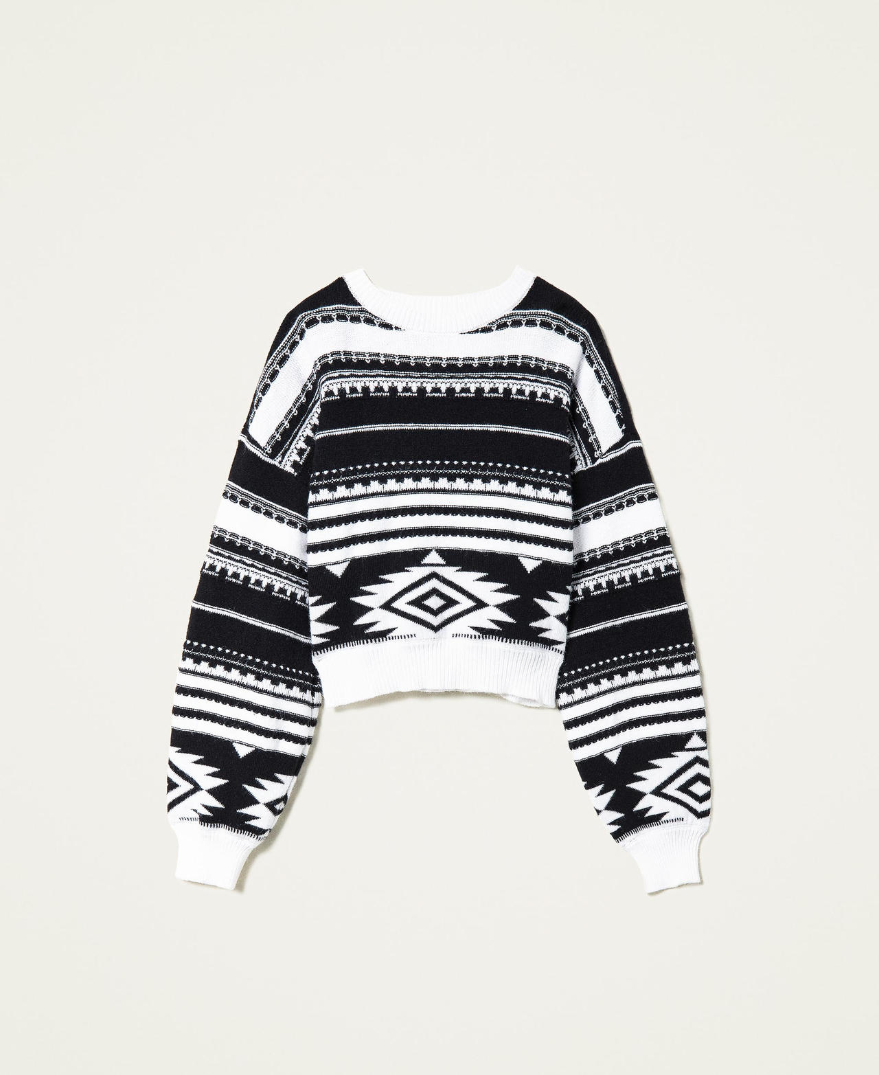 Jacquard regular jumper with mixed stitches