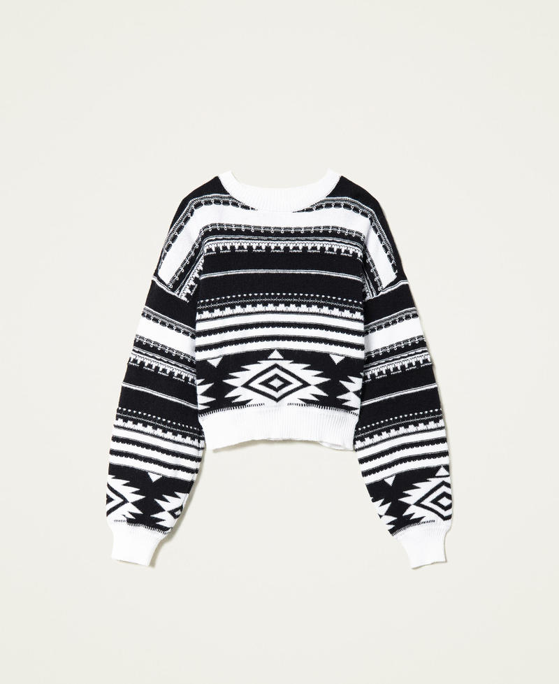 Jacquard regular jumper with mixed stitches