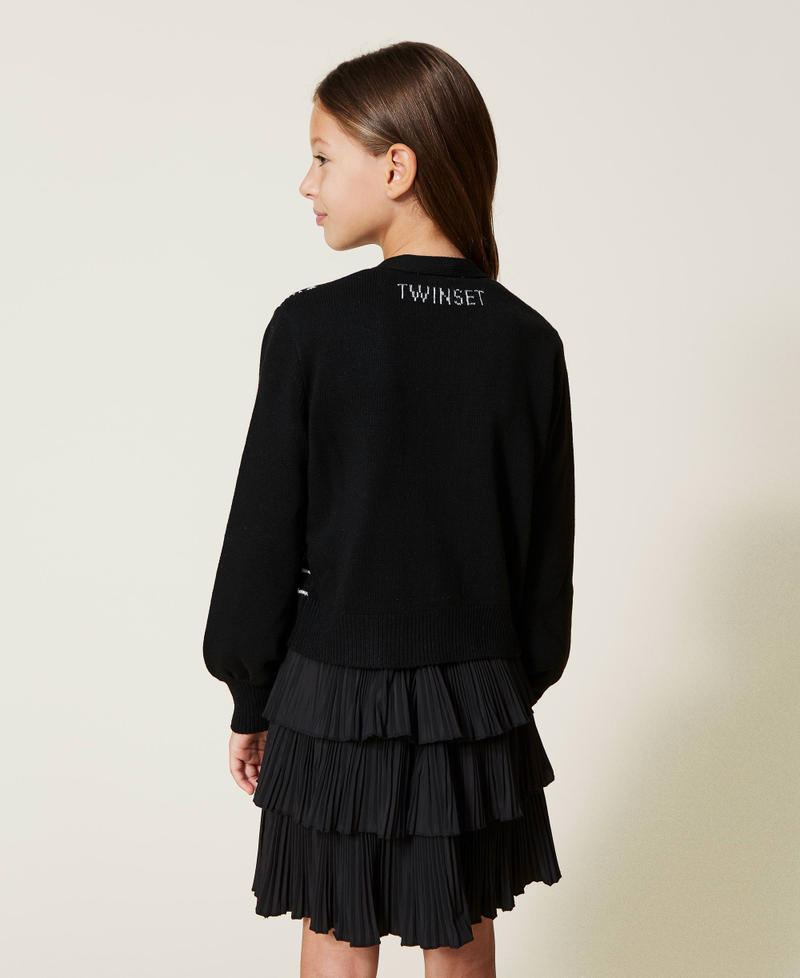 Jacquard cardigan with all over logo