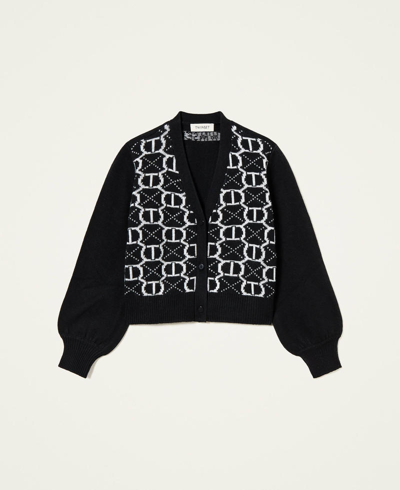 Jacquard cardigan with all over logo