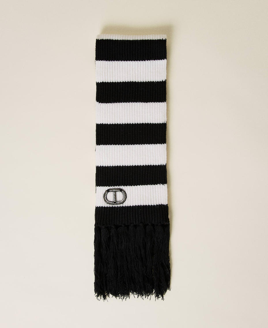Striped scarf with rhinestone logo Off White Girl 222GJ4490-01