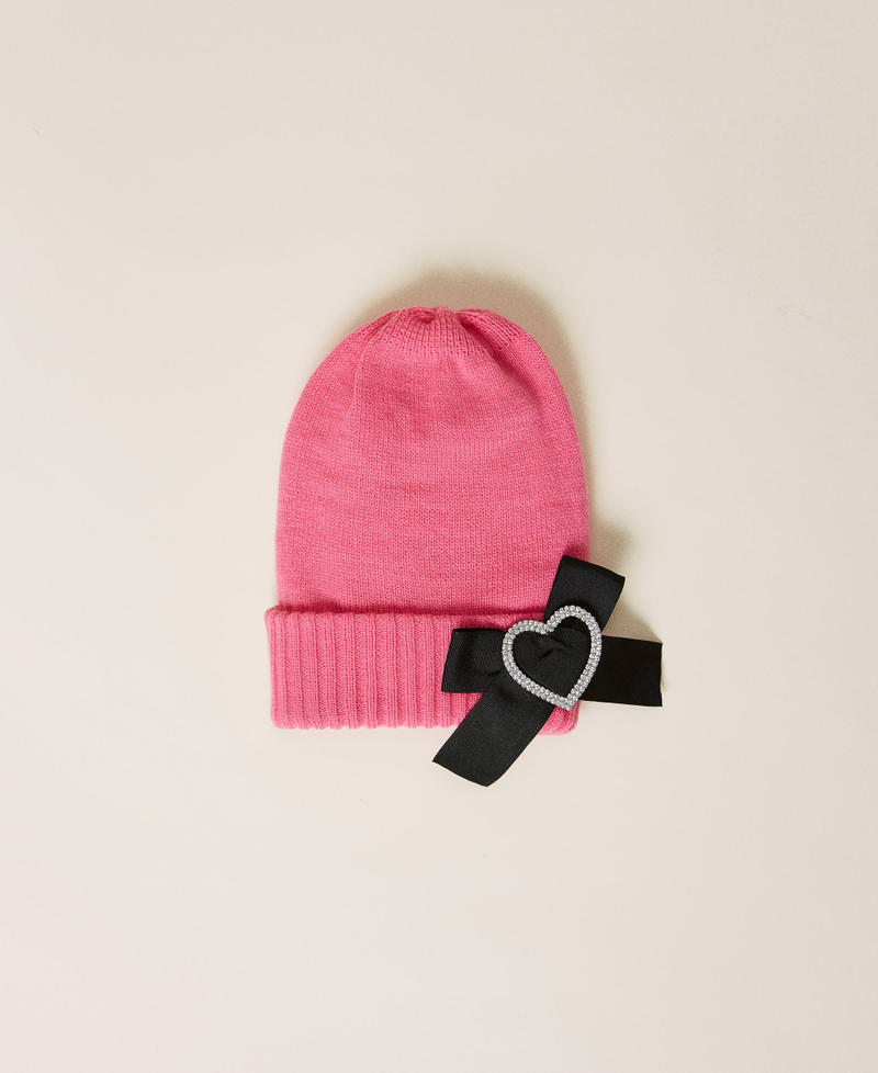 Knitted beanie with brooch "Sunrise" Pink Girl 222GJ4510-01