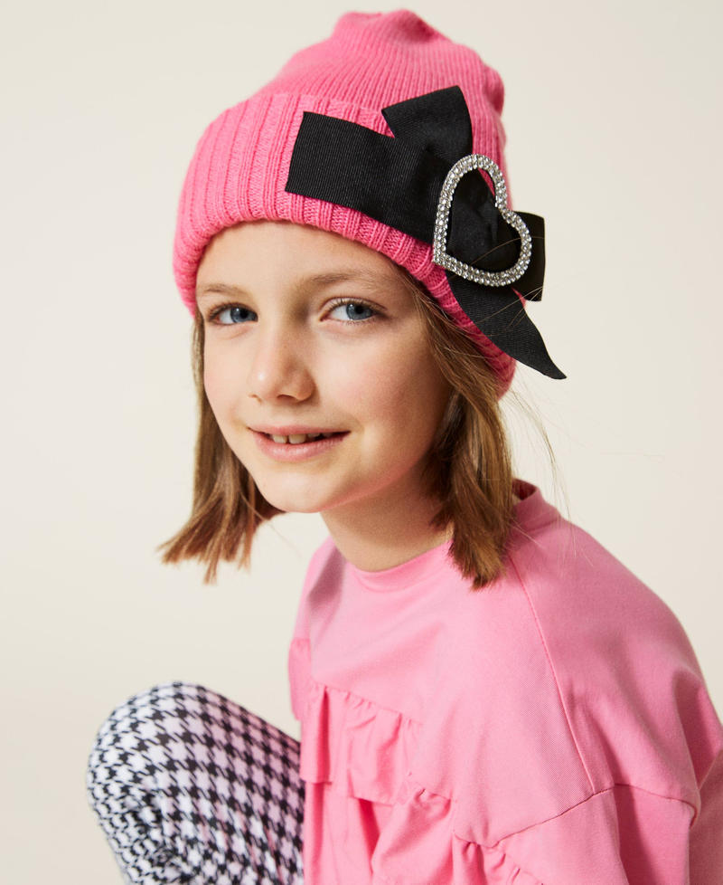 Strickmütze mit Brosche „Aurora Pink“-Rosa Mädchen 222GJ4510-0S