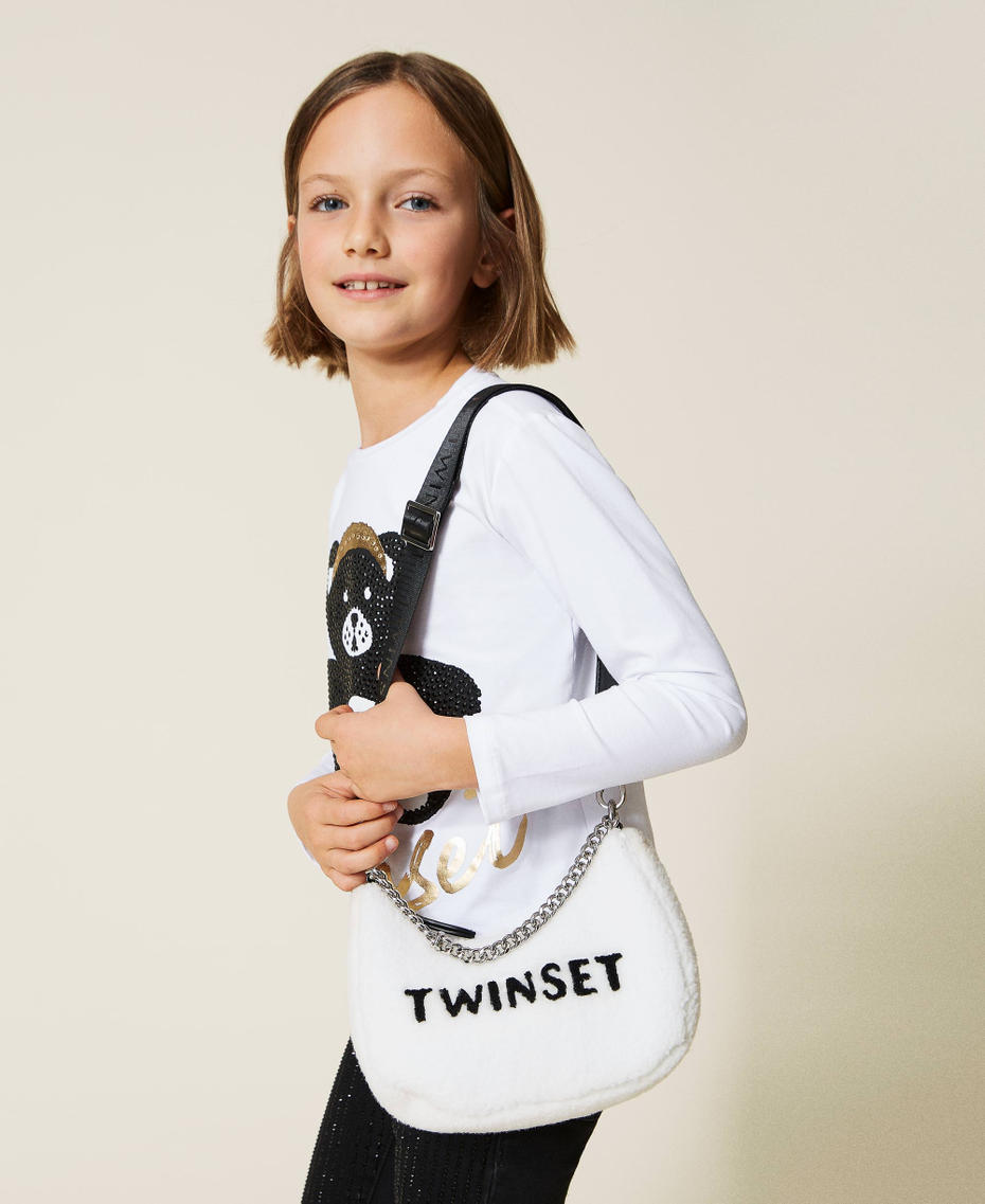 Besace en fausse fourrure avec logo