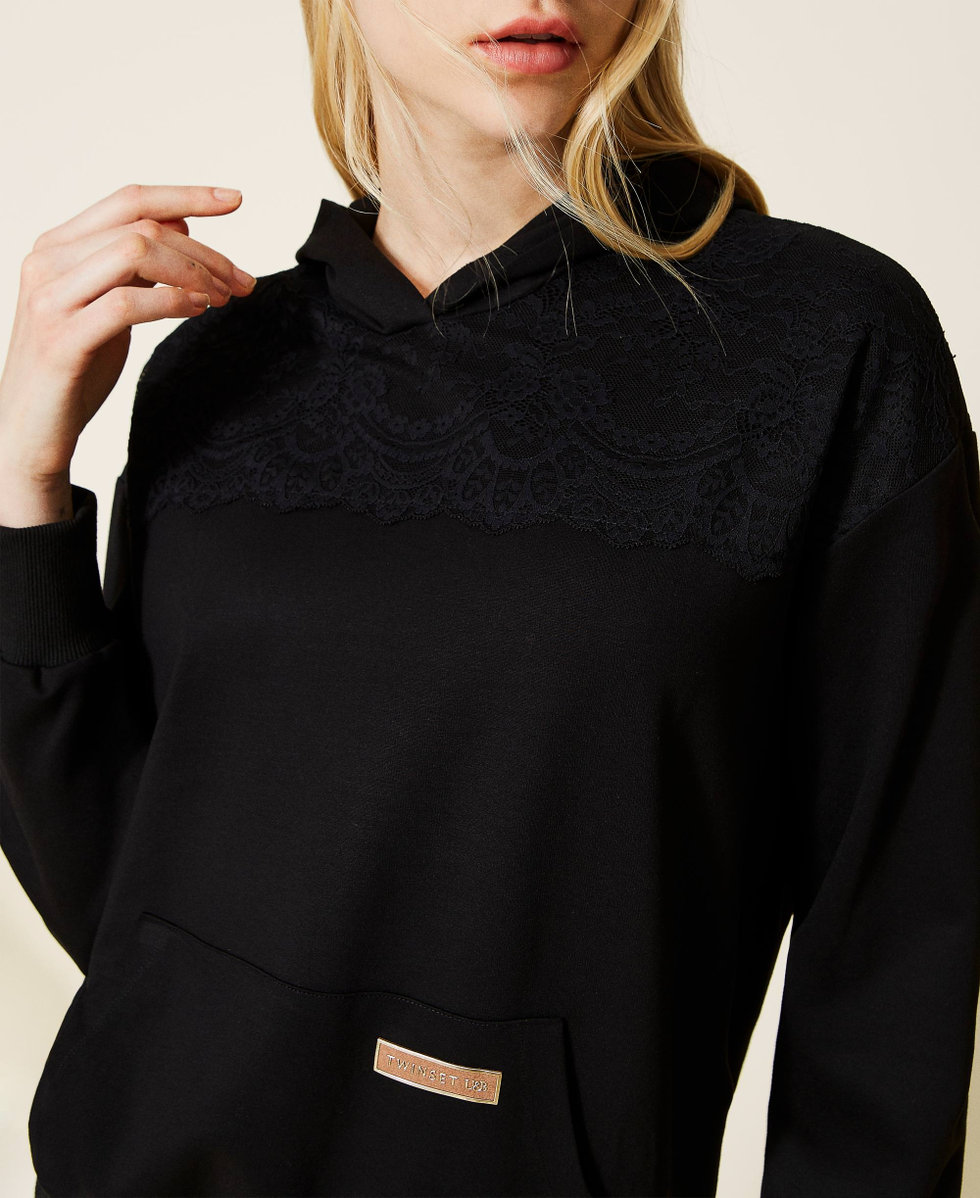 Black on sale lace sweatshirt
