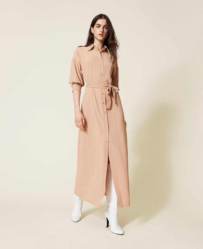 Long shirt dress with belt