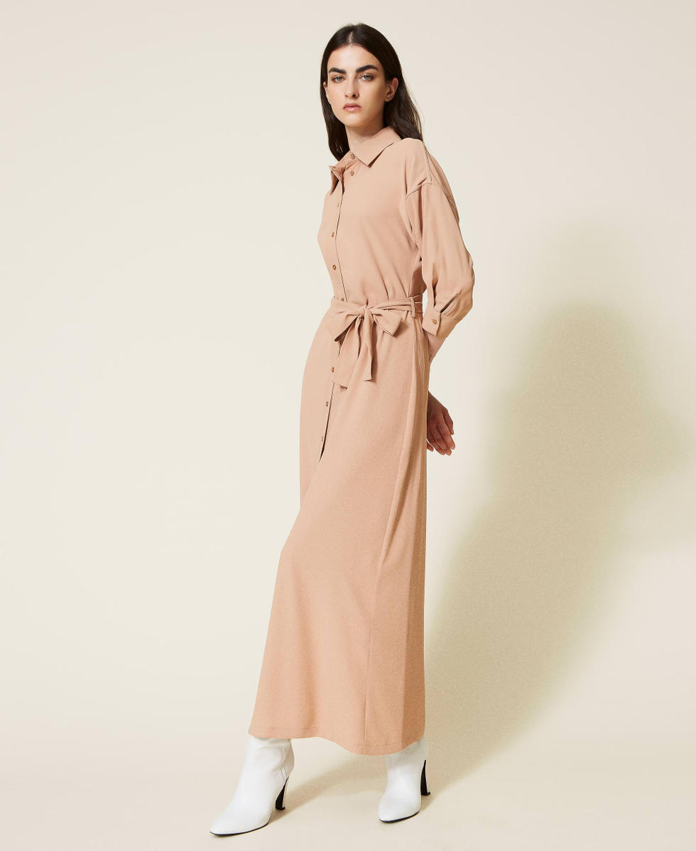 Long shirt dress with belt Woman, Green | TWINSET Milano Long shirt dress with belt Woman, Green | TWINSET Milano