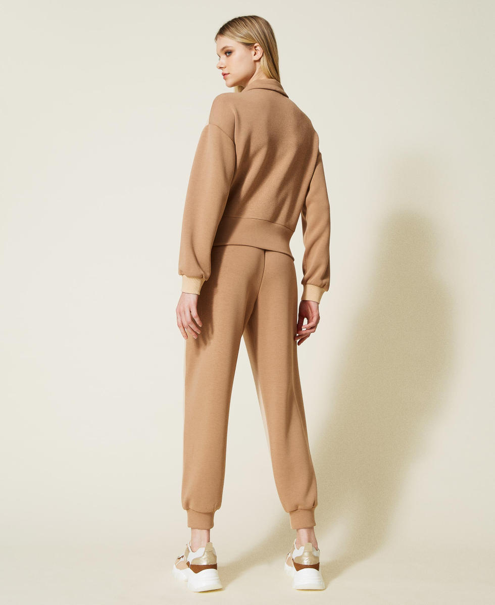 Beige joggers set hot sale