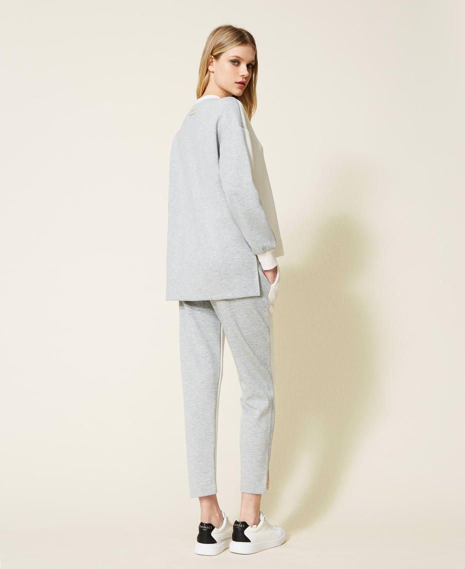 Scuba sweatshirt and cigarette trousers Two-tone Ivory / Light Grey Marl Woman 222LI26SS-05
