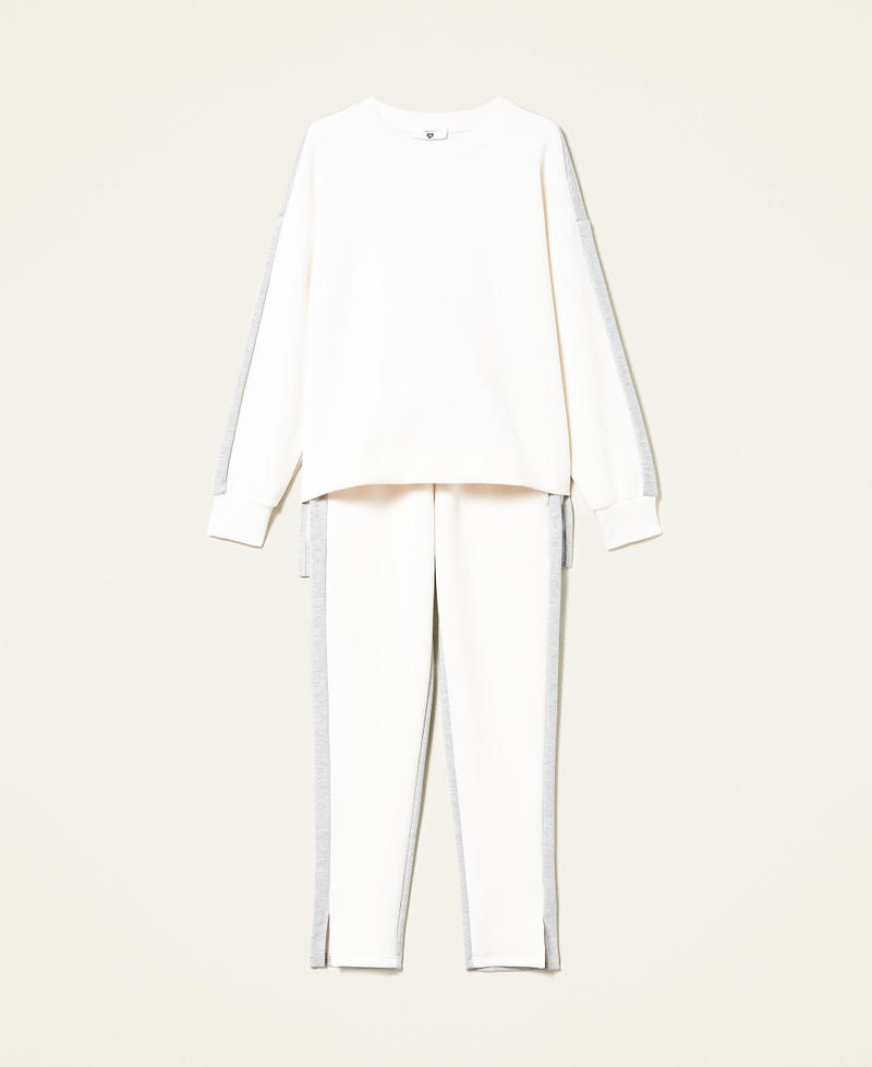 Scuba sweatshirt and cigarette trousers Two-tone Ivory / Light Grey Marl Woman 222LI26SS-0S