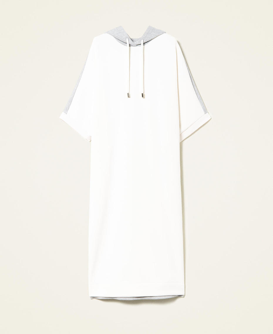 Two-tone scuba dress with hood Two-tone Ivory / Light Grey Marl Woman 222LI26XX-0S