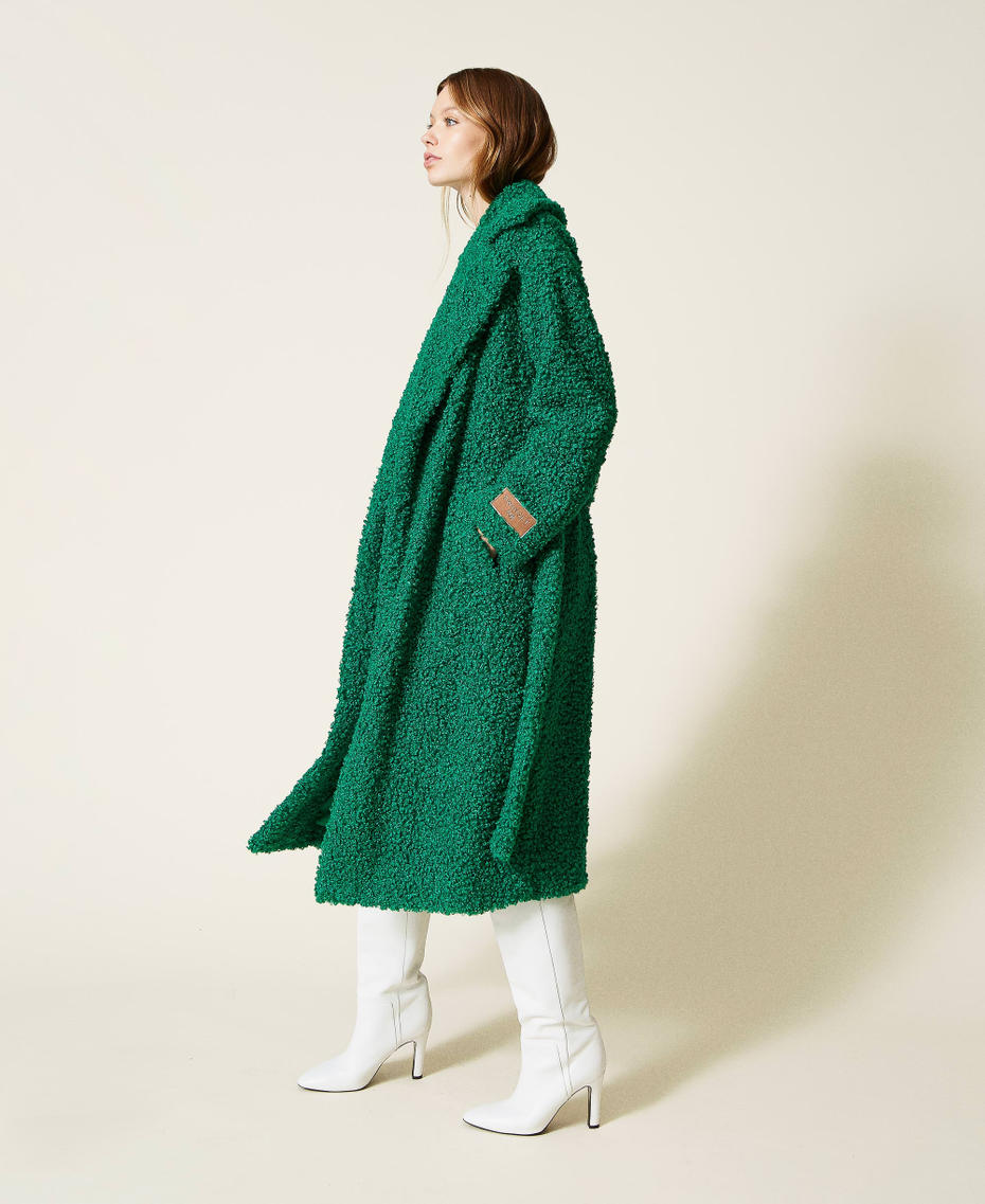 Long faux fur coat "Flag” Green Woman 222LI27JJ-01