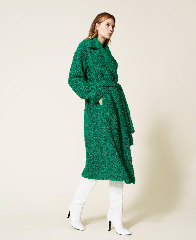 Long faux fur coat "Flag” Green Woman 222LI27JJ-04