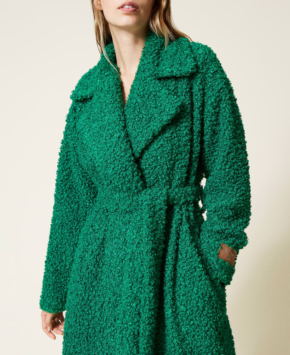 manteau long fausse fourrure vert