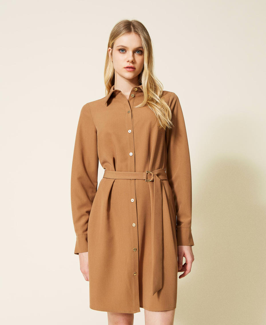 Shirt dress with belt