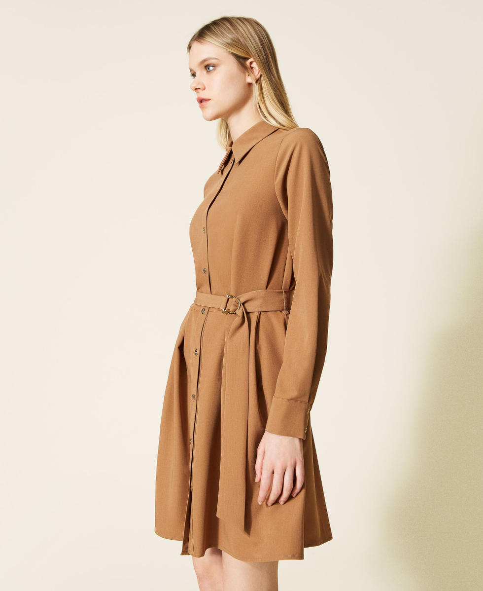 Khaki belted hot sale shirt dress