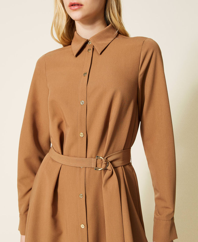 Shirt dress with belt