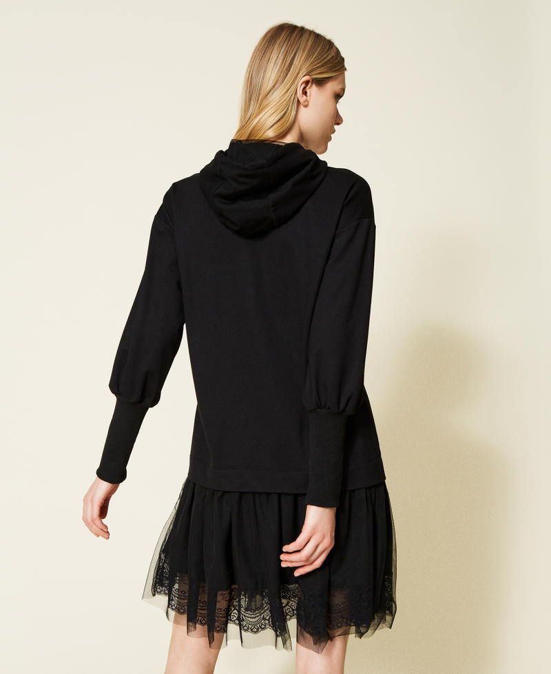 Sweatkleid mit T&uuml;ll und Spitze