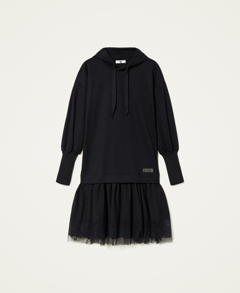 Sweatkleid mit T&uuml;ll und Spitze