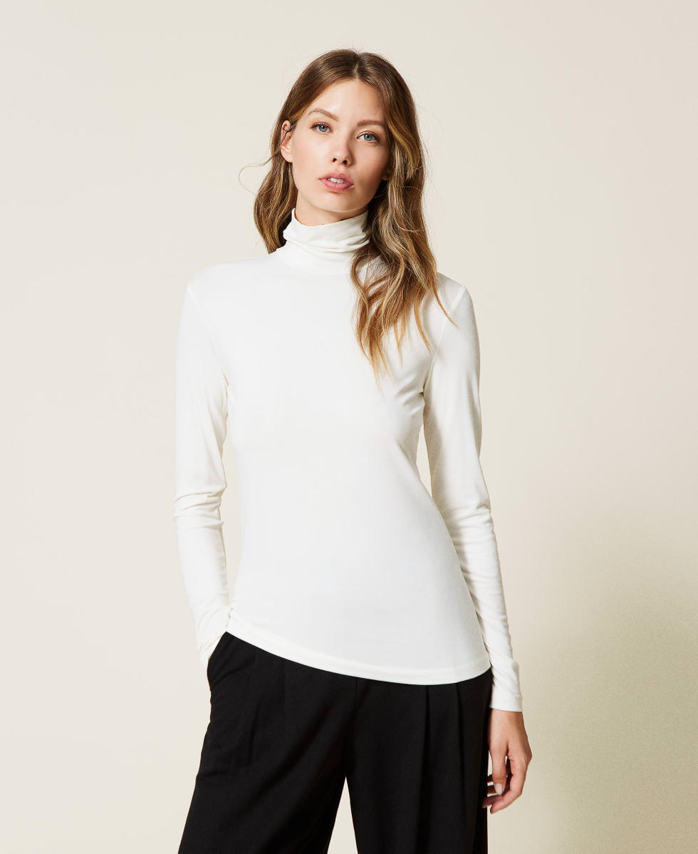 White jersey turtleneck hotsell
