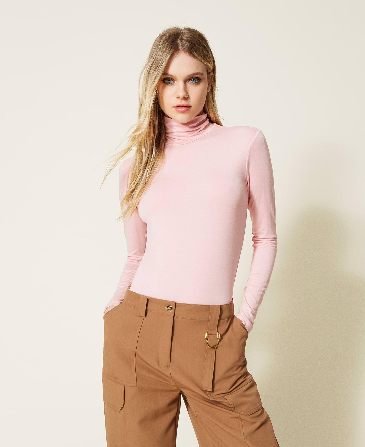 Pink long sleeve turtleneck online