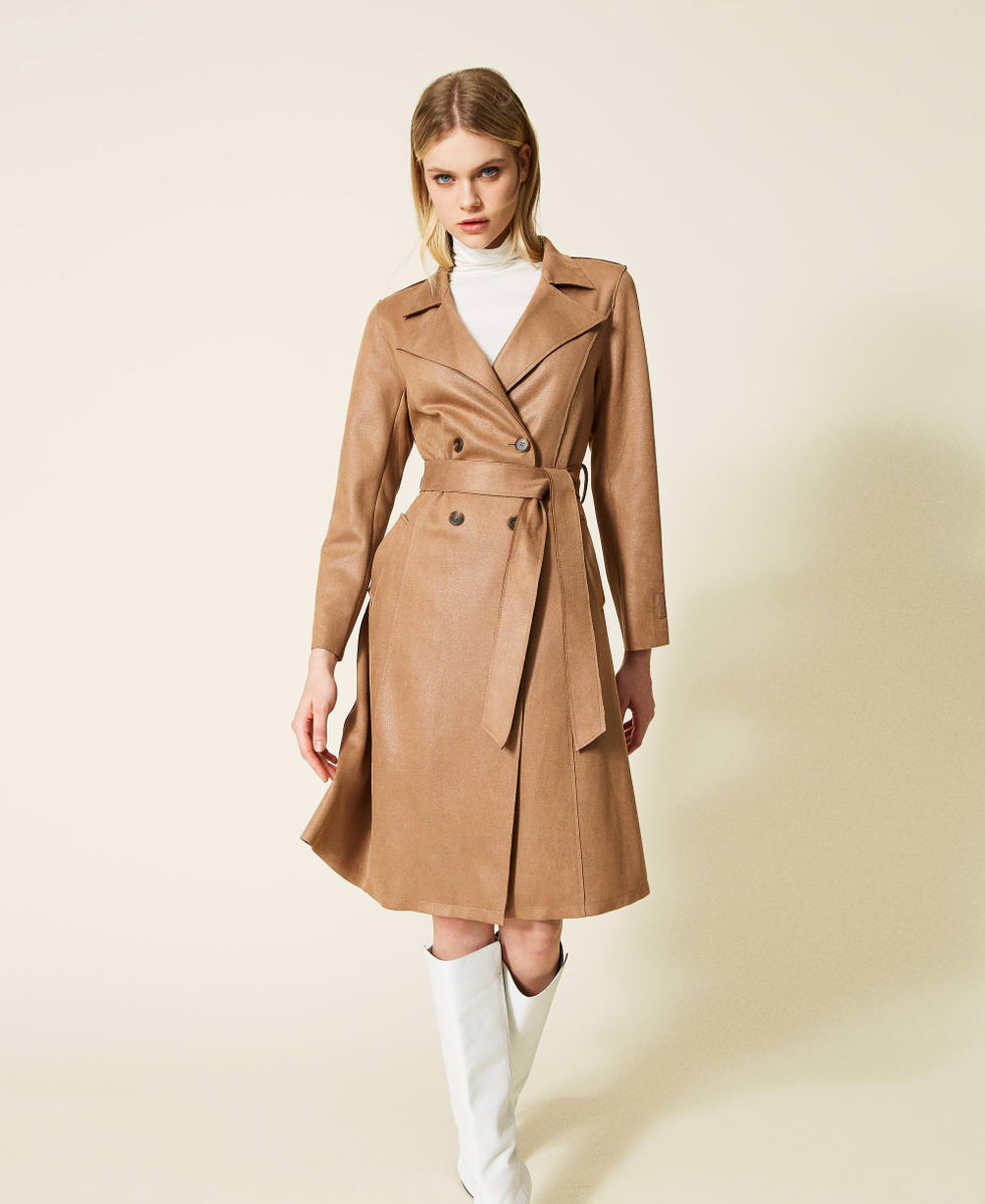 Raw cut scuba trench coat