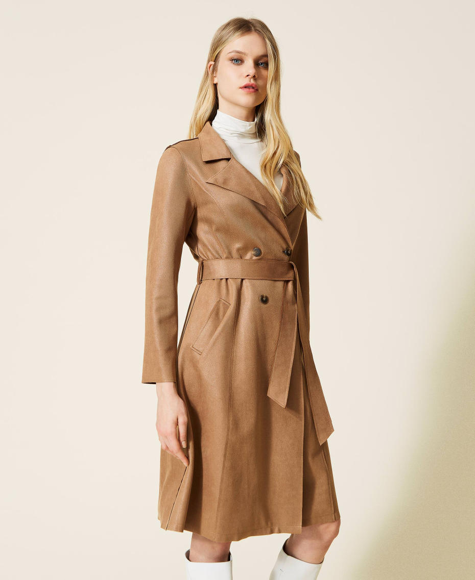 Raw cut scuba trench coat
