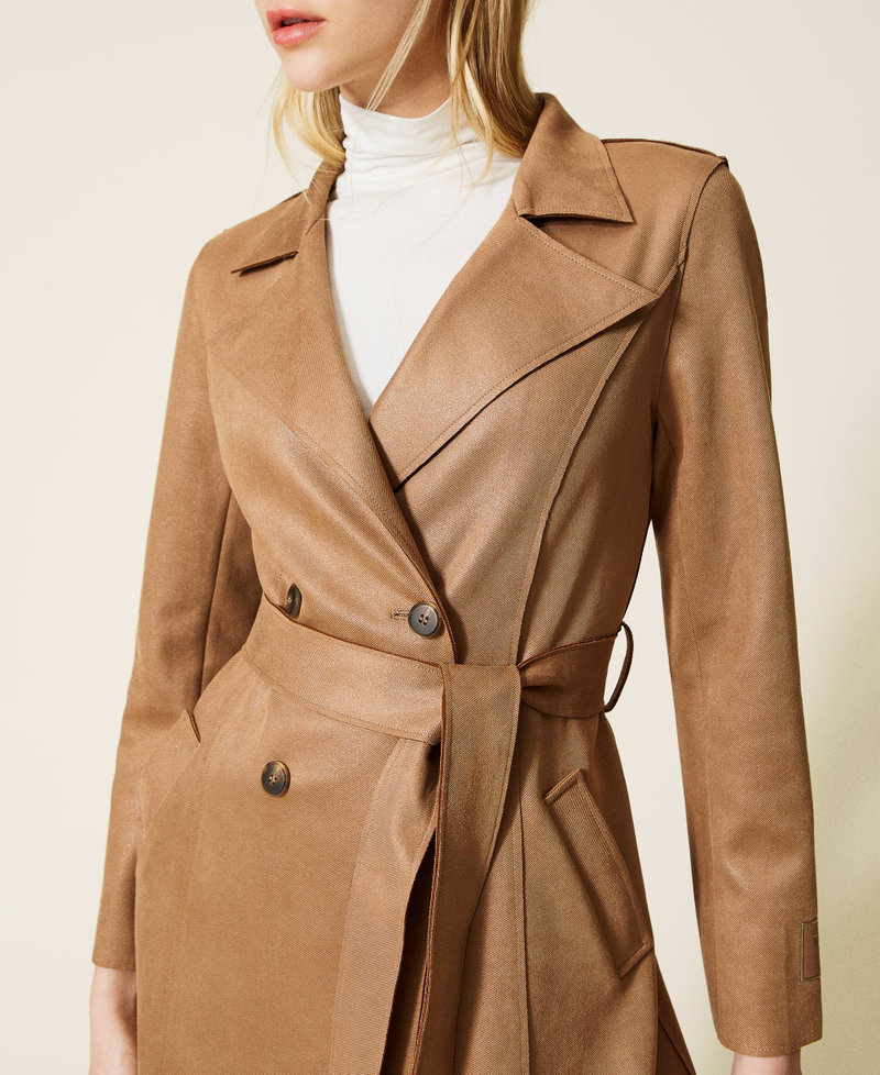 Raw cut scuba trench coat