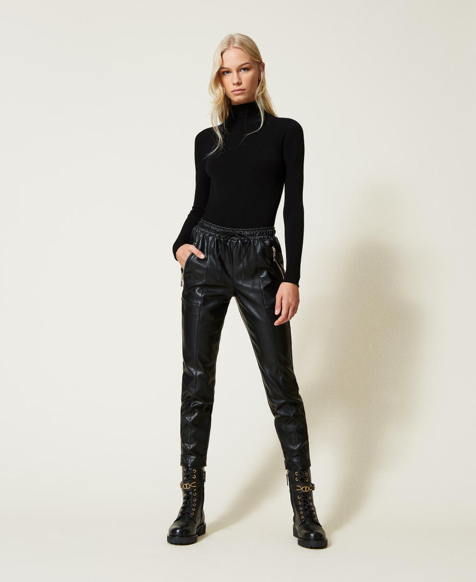 Leather-like trousers with drawstring Butter Woman 222LI29HH-01