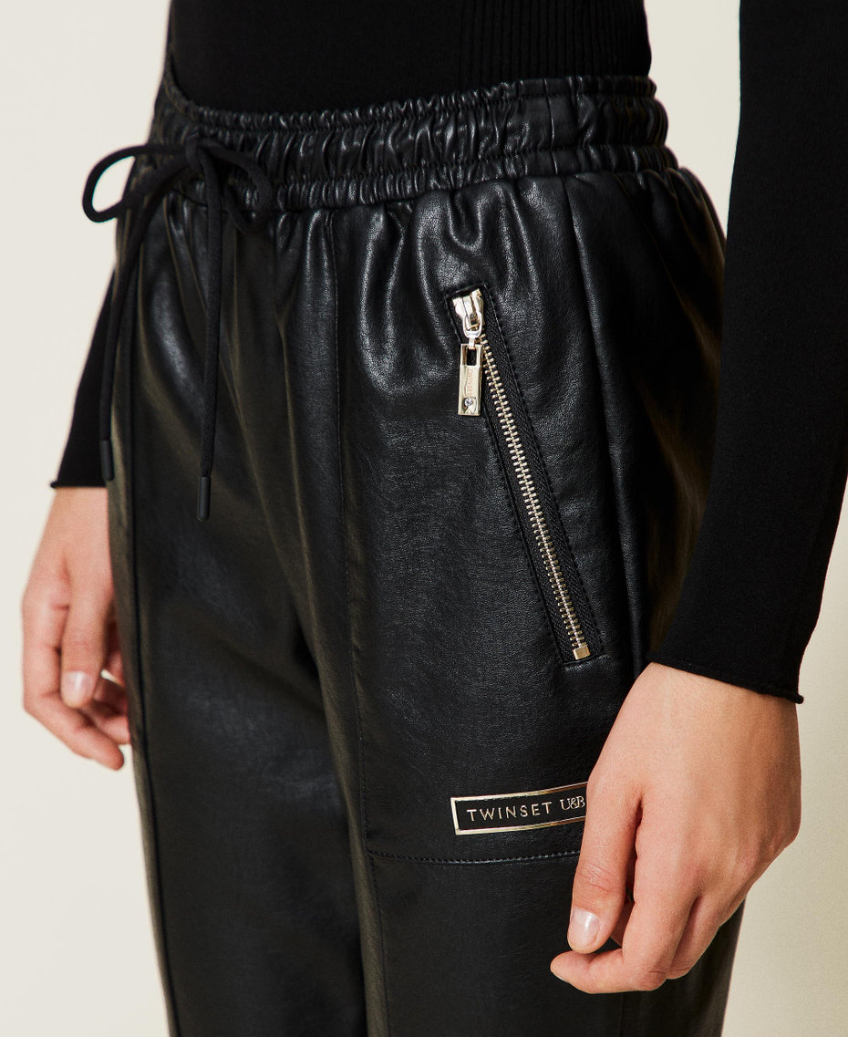 Leather-like trousers with drawstring Butter Woman 222LI29HH-04