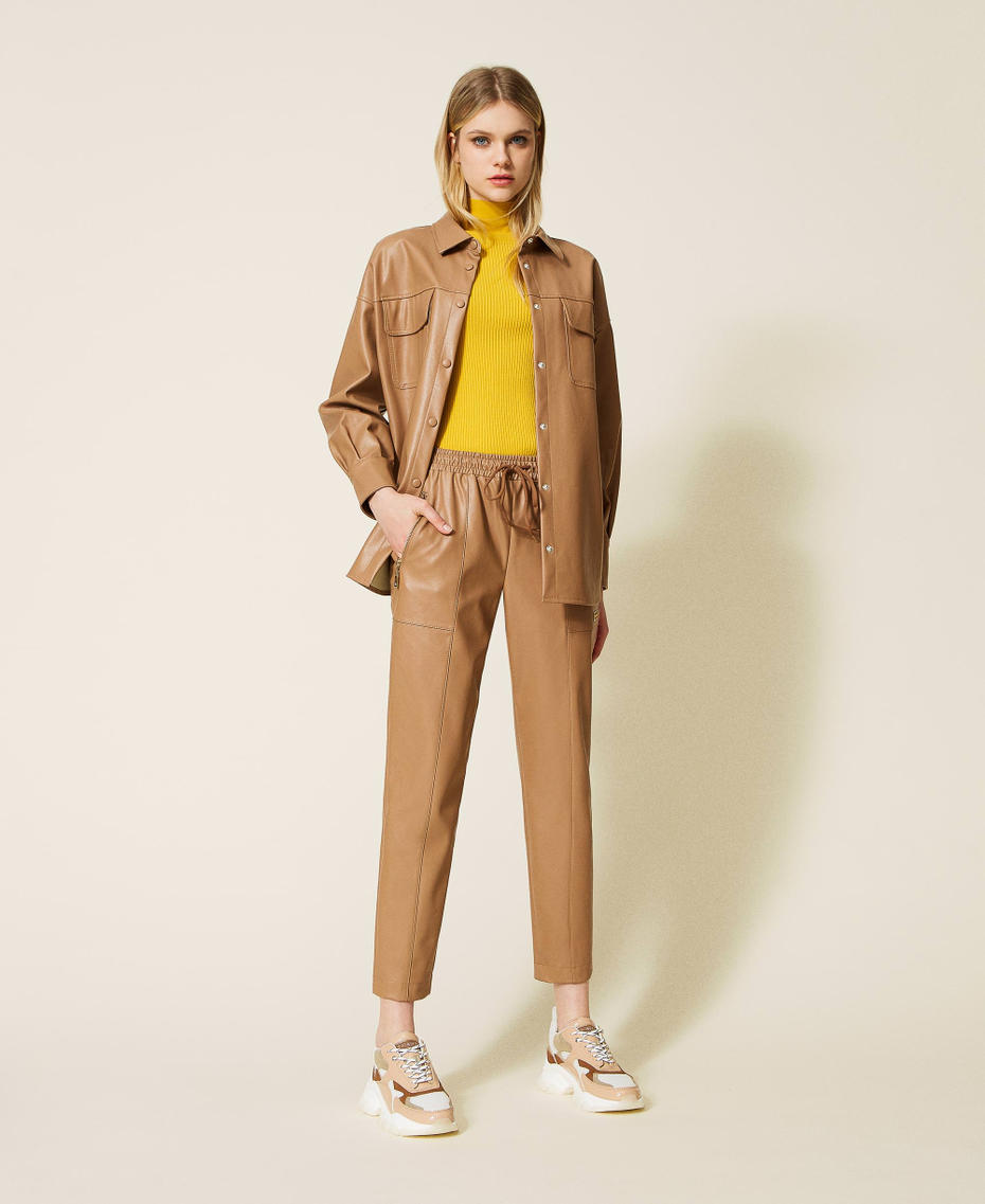 Leather-like trousers with drawstring Butter Woman 222LI29HH-01