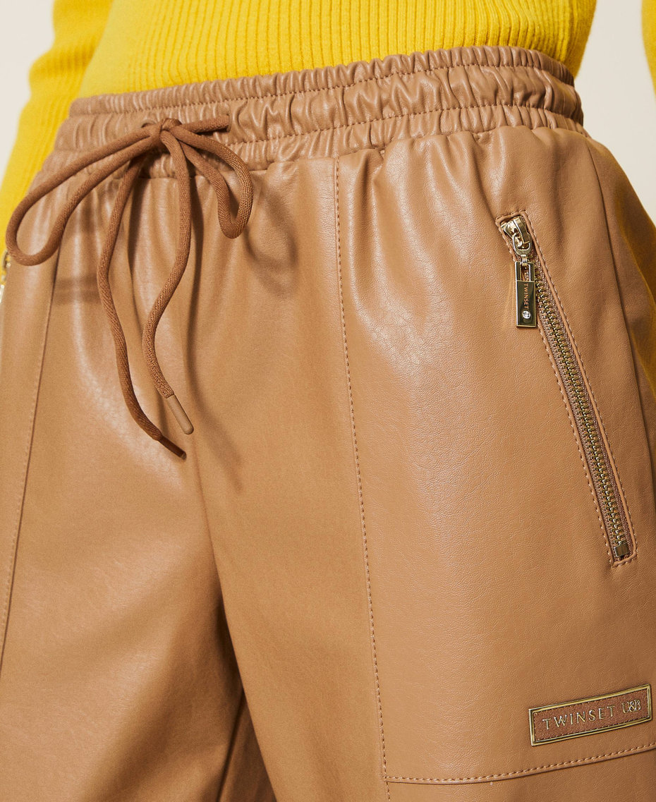 Pantalon effet cuir avec cordon coulissant Beurre Femme 222LI29HH-04
