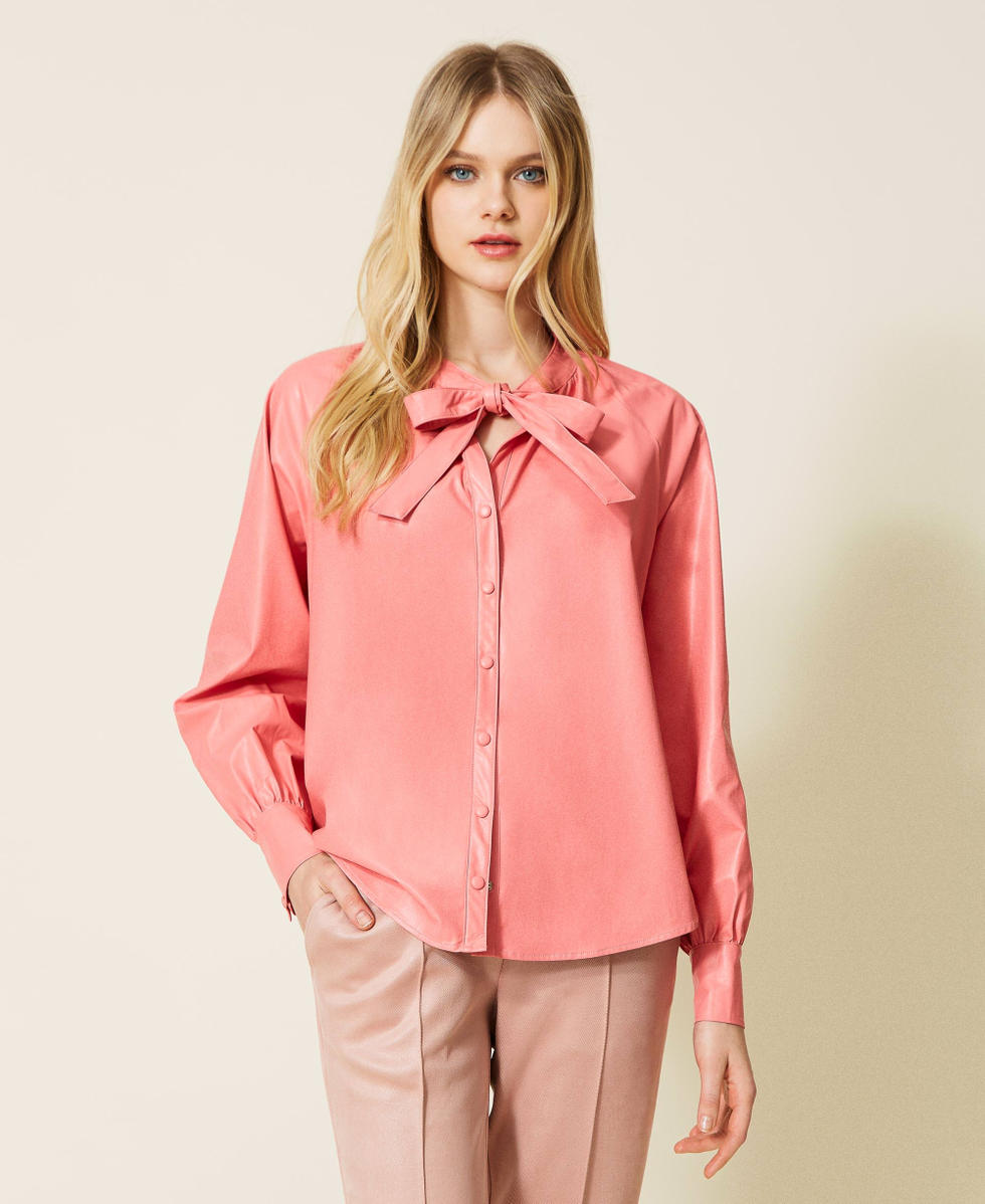Camicia effetto pelle con fiocco Donna Rosa TWINSET Milano