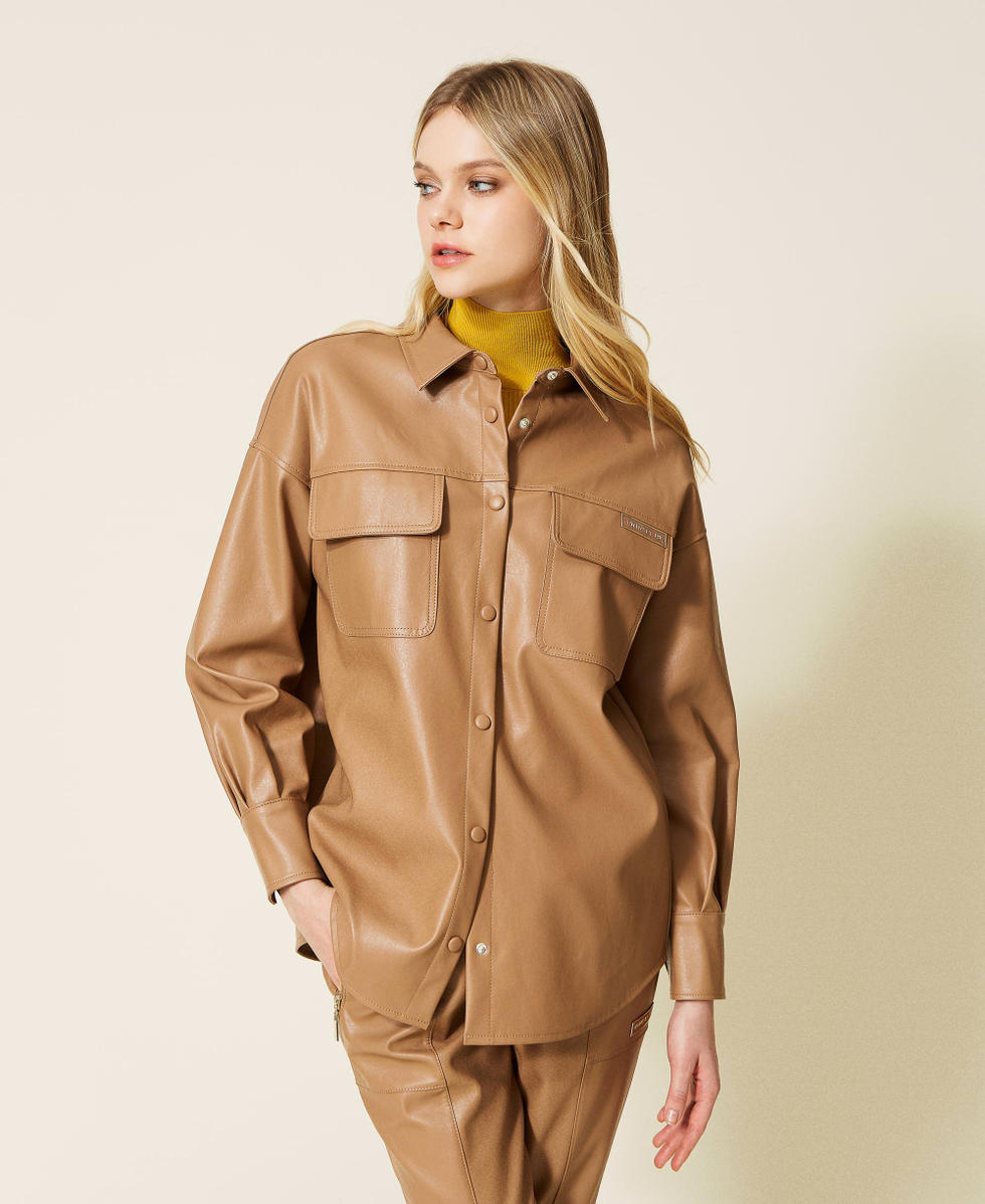 Chemise effet cuir avec poches Femme Blanc TWINSET Milano