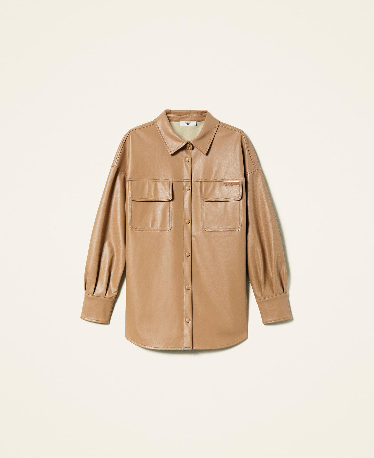 Leather-like shirt with pockets