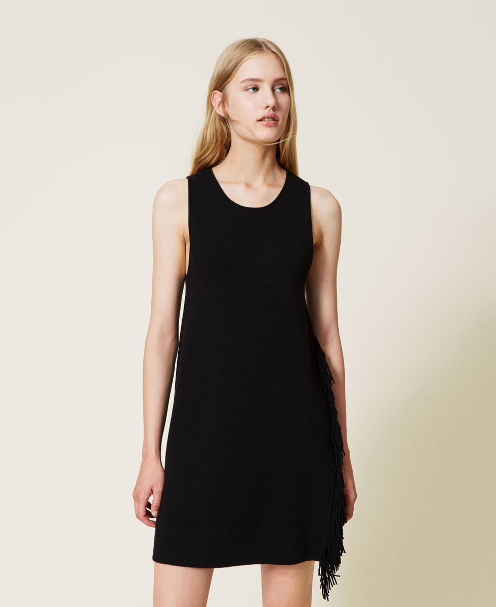 Robe noir a frange best sale