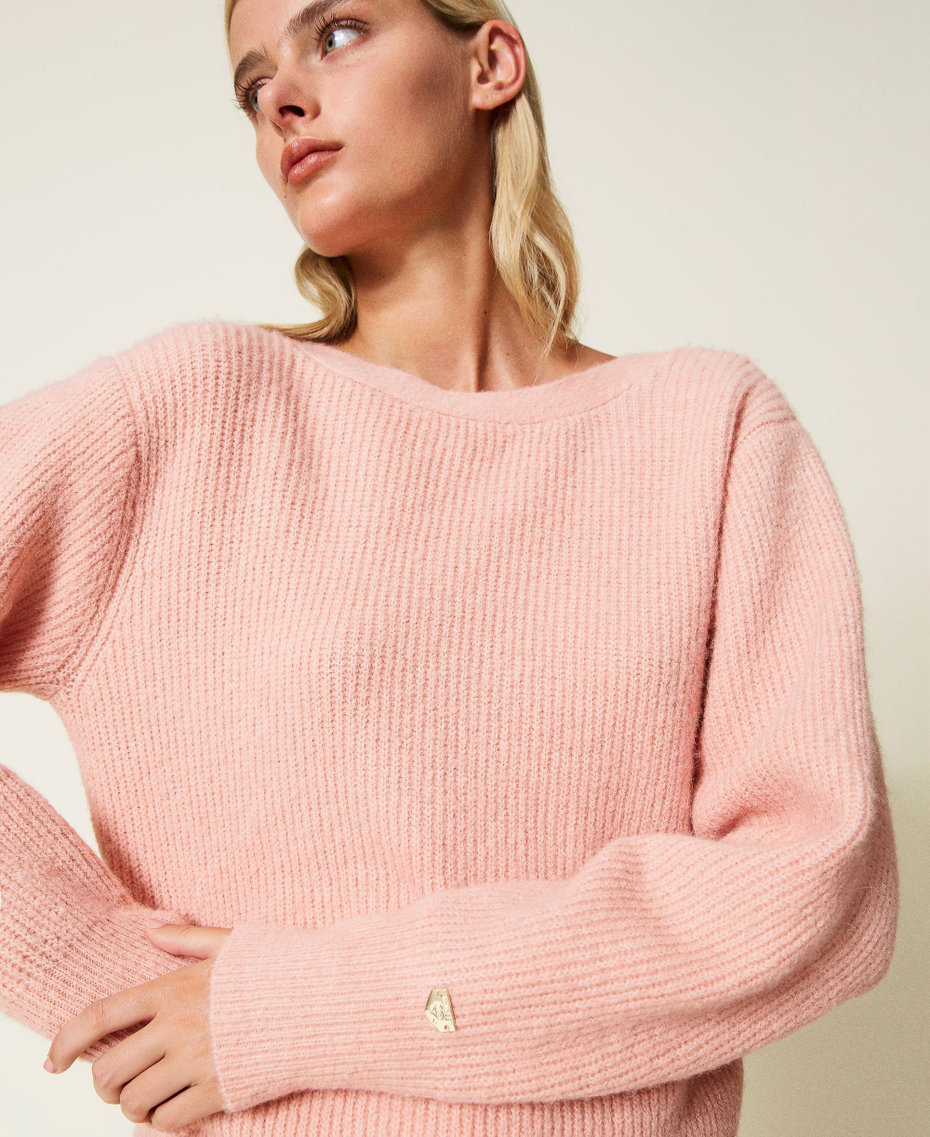 Cardigan-Pullover mit Patentmuster