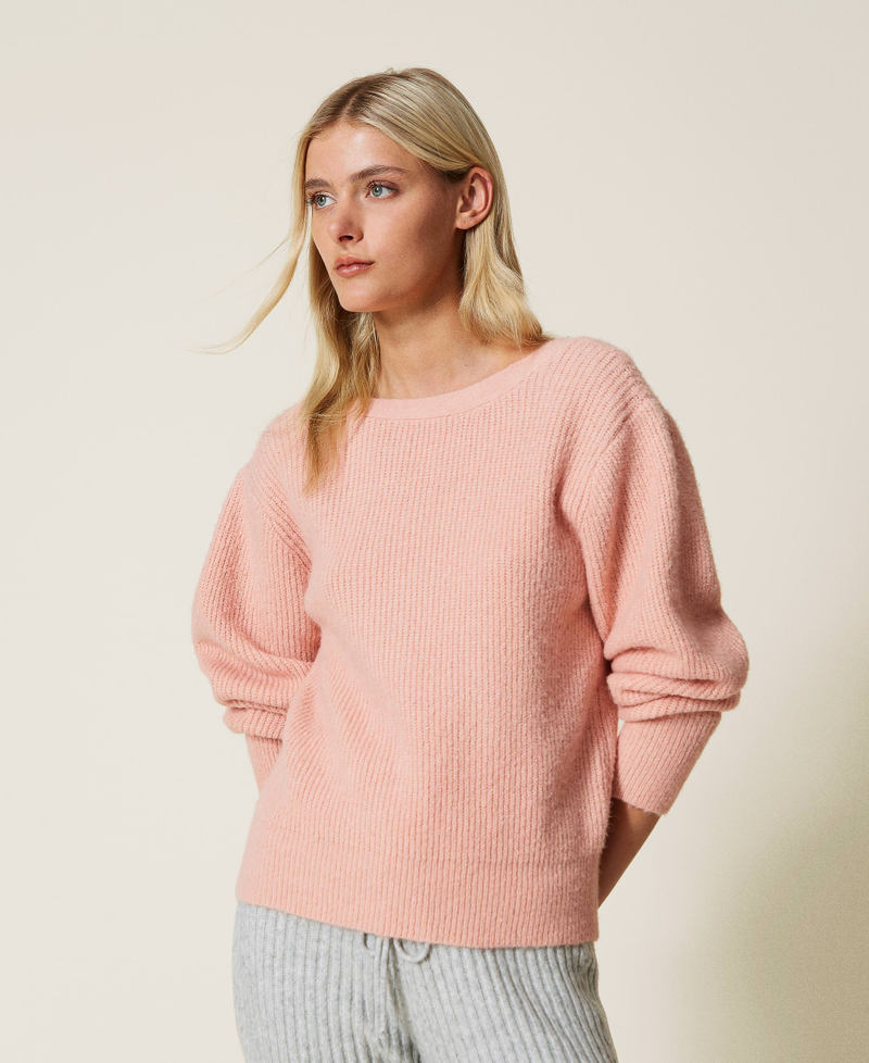Cardigan-Pullover mit Patentmuster