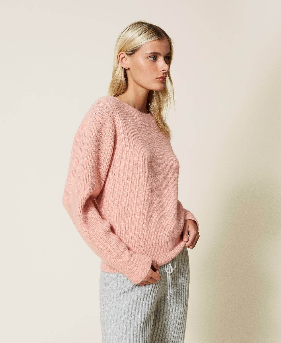 Rib knit cardigan-jumper Woman, Pink | TWINSET Milano