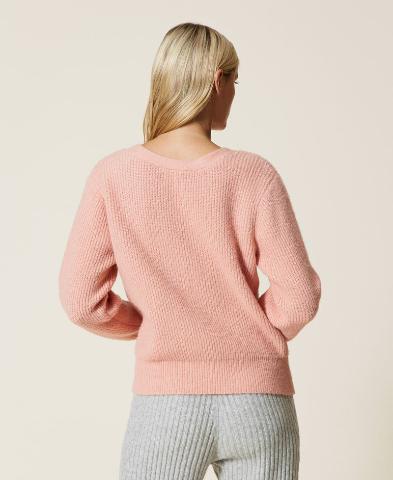 Cardigan-Pullover mit Patentmuster