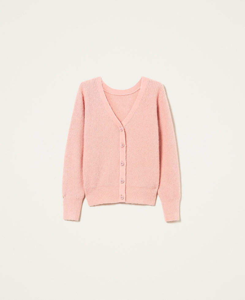 Cardigan-Pullover mit Patentmuster