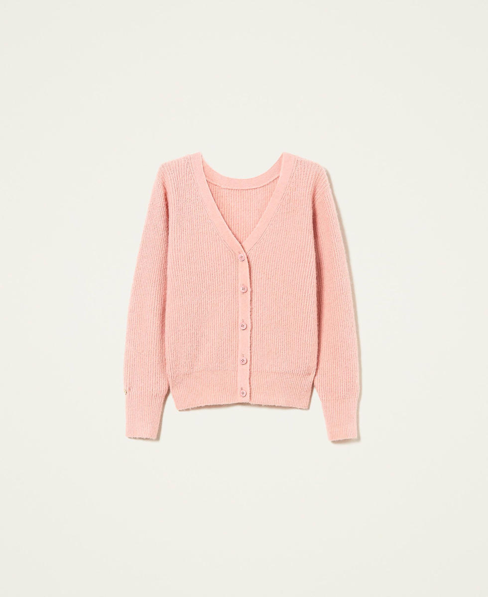 Rib knit cardigan-jumper Woman, Pink | TWINSET Milano