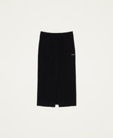 Ribbed midi skirt with slit