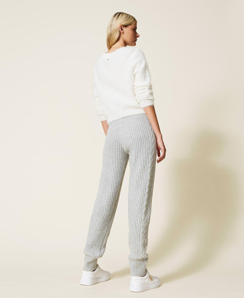 Cable knit trousers Light Gray Mélange Woman 222LI33XX-03