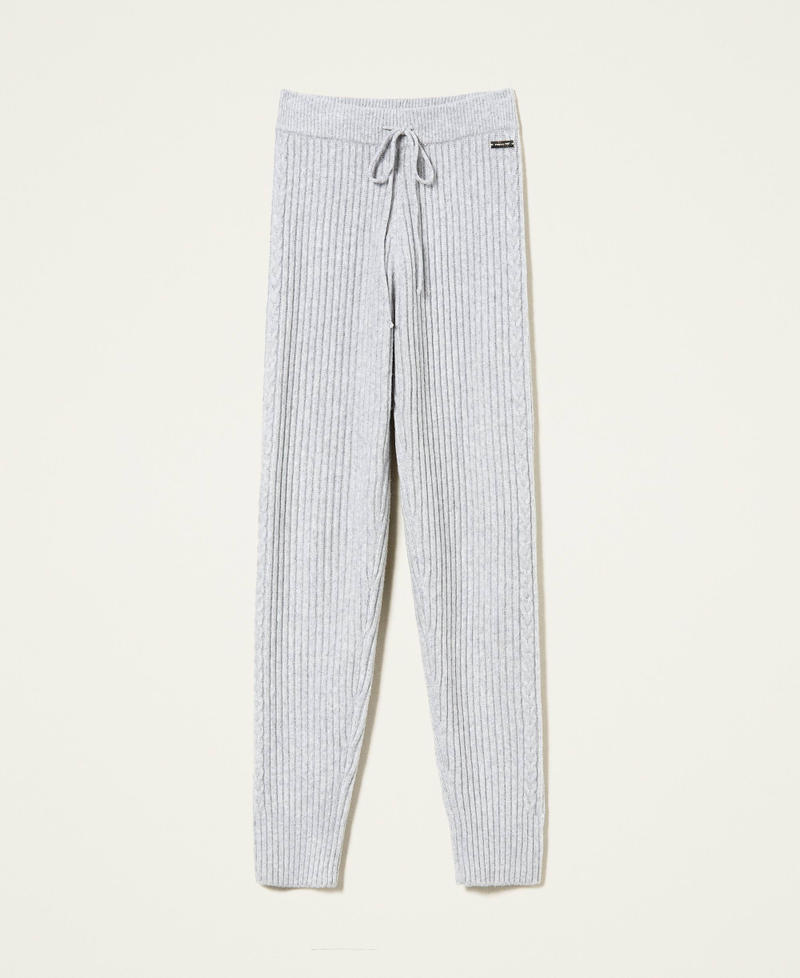 Cable knit trousers Light Gray Mélange Woman 222LI33XX-0S