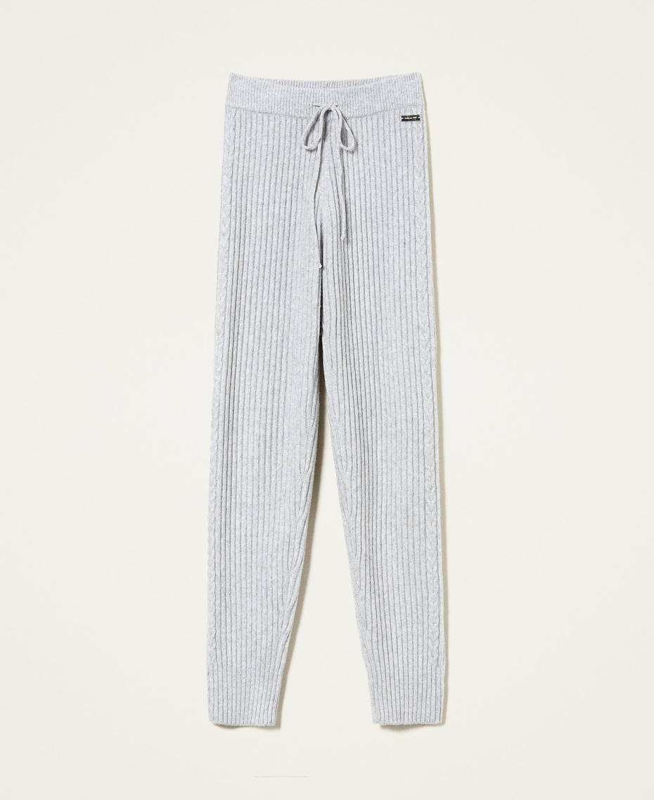 Cable knit trousers Light Gray Mélange Woman 222LI33XX-0S