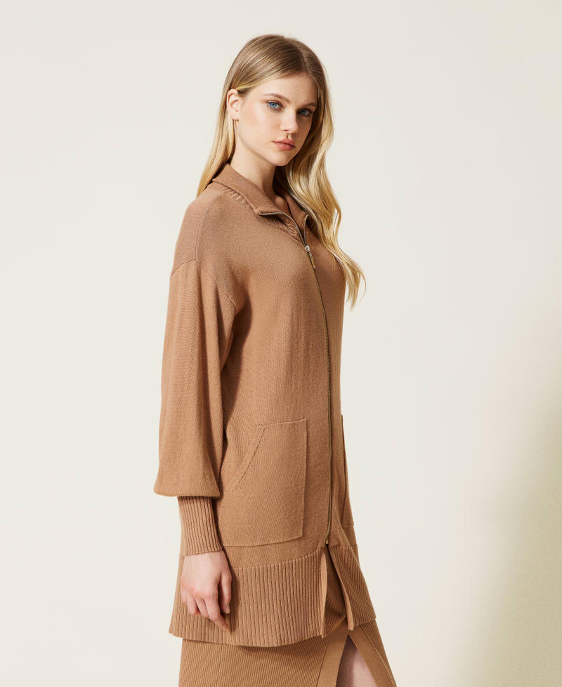 Wool blend cardigan with zip